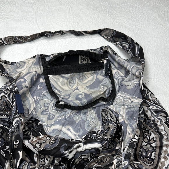 Lands' End Black and Gray Paisley Market Bag - Picture 2 of 5